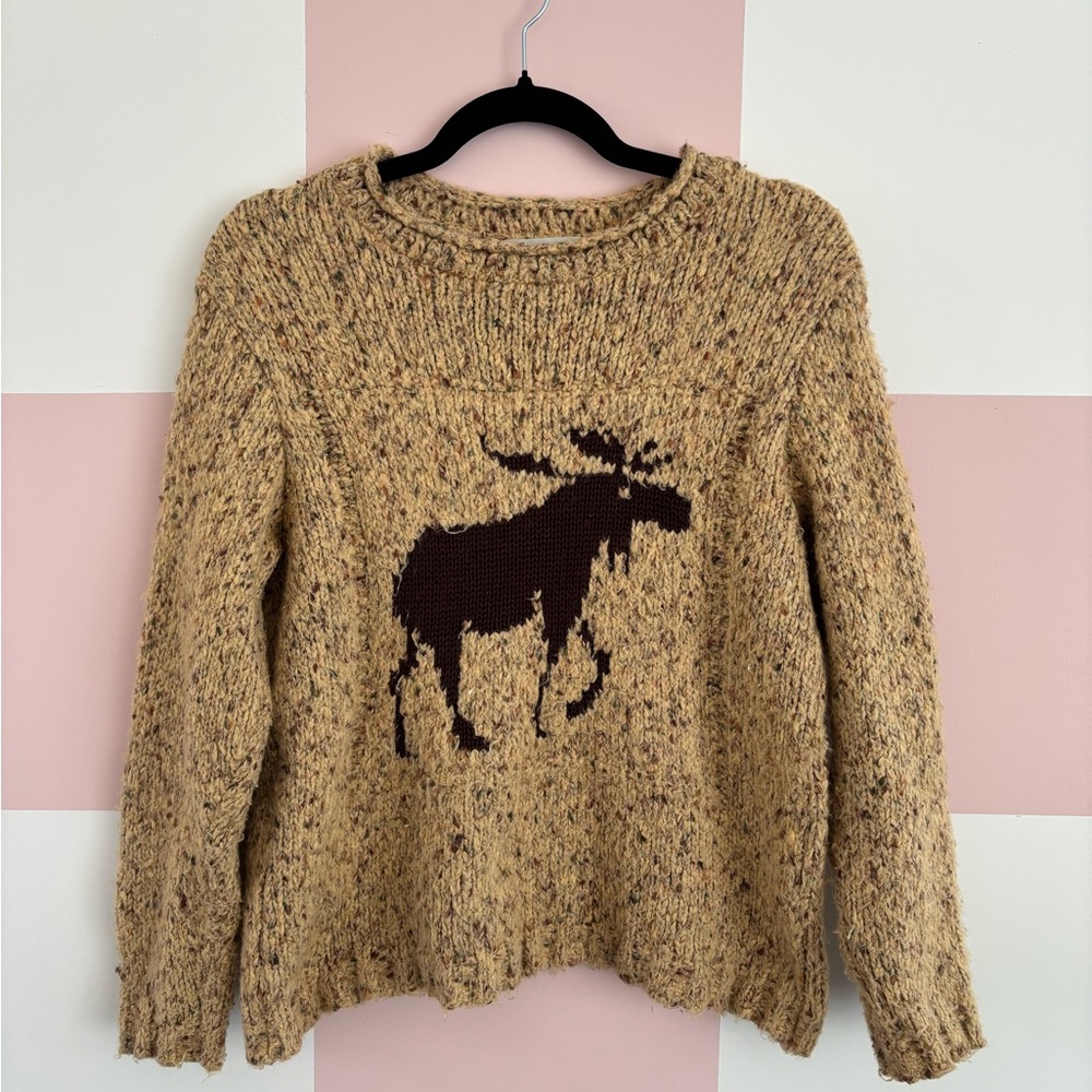 Parkhurst Tan Speckled Moose Crewneck Sweater